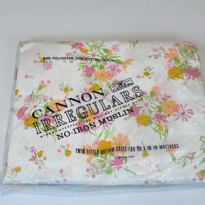 Vintage Cannon Irregulars TWIN Fitted Sheet Will Not Affect Wear Daisey 50/50